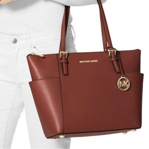 Michael Kors Jet Set Item Large East West Top Zip Tote Purse Brandi